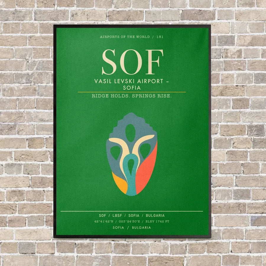 Vasil Levski Airport Sofia SOF - Canvas Framed - Green