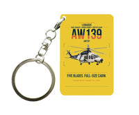 Thumbnail for Leonardo AW139 design on yellow designed key chain, double-side print
