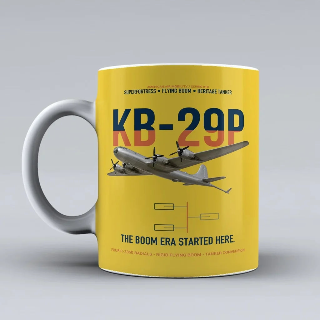 KB-29P SUPERFORTRESS design on yellow ceramic mug, double-side print