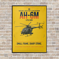 Thumbnail for MD AH-6M Little Bird vertical canvas print - framed - yellow background