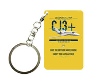 Thumbnail for Cessna Citation CJ3+ design on yellow designed key chain, double-side print