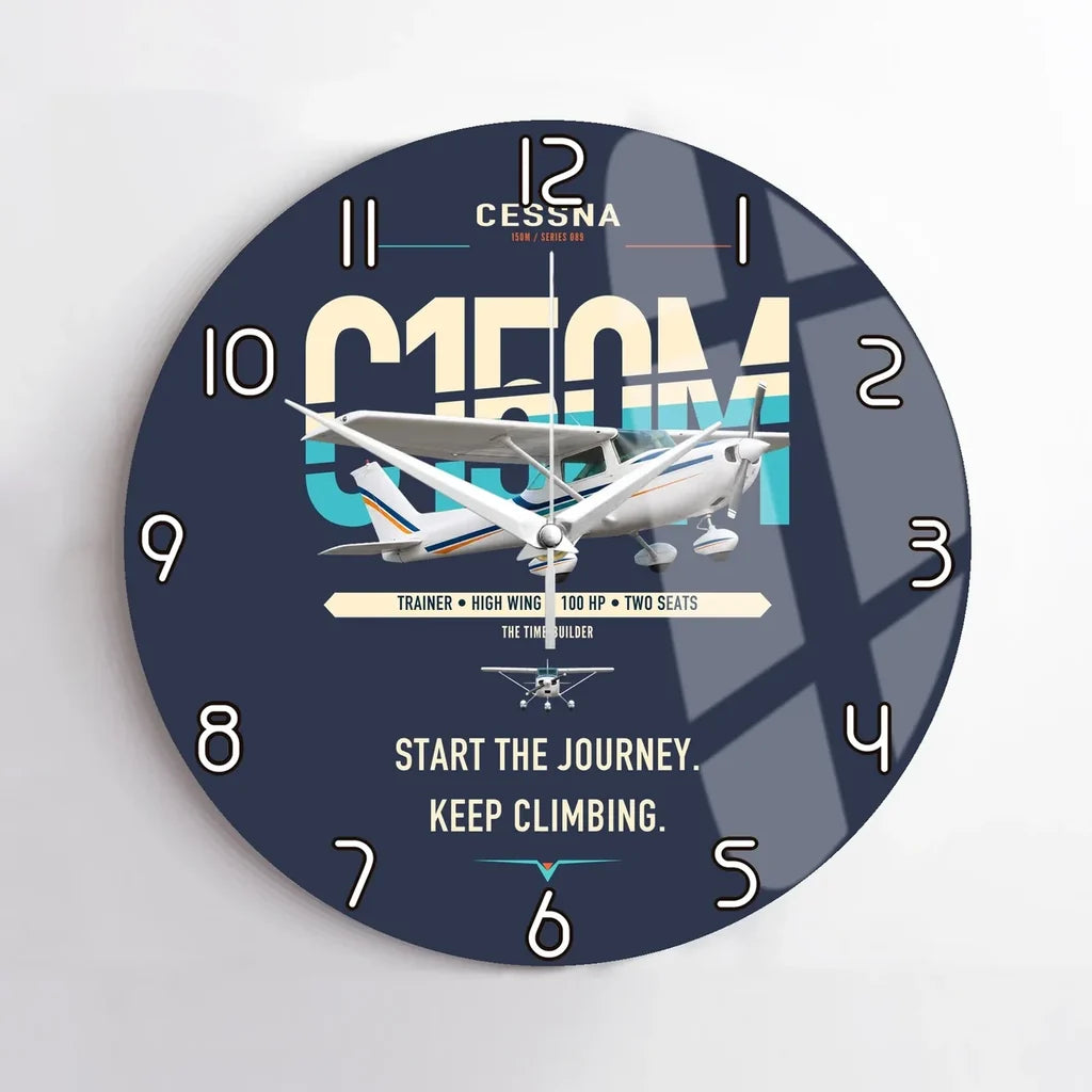 Cessna 150M design on navy blue no frame wall clock
