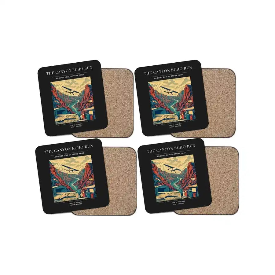 The Canyon Echo Run - Designed Coasters design on black 4-pieces-set