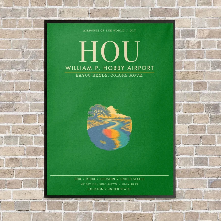 William P. Hobby Airport HOU - Canvas Framed - Green
