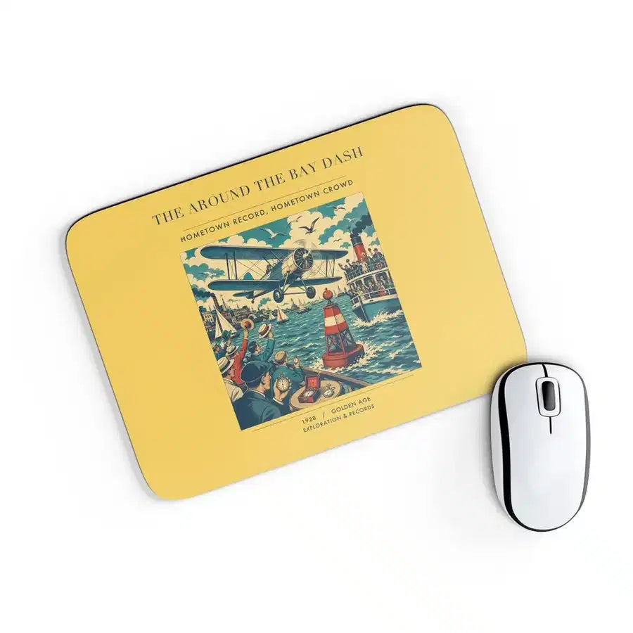 VINTAGE G4299 - The Around The Bay Dash - Designed Mouse Pads design on yellow rectangle