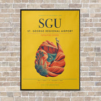 Thumbnail for St. George Regional Airport SGU vertical canvas print - framed - yellow background