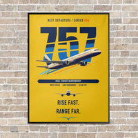 Thumbnail for Boeing 757-200 vertical canvas print - framed - yellow background