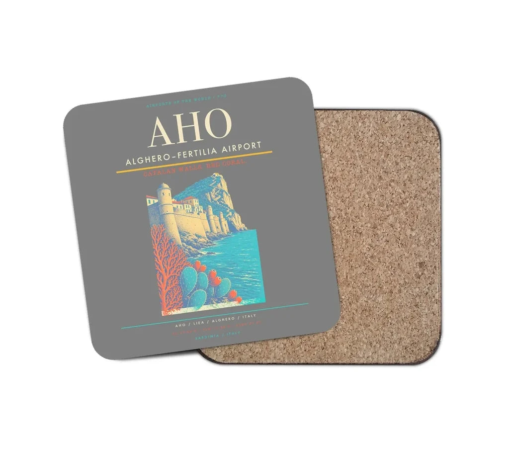 AlgheroFertilia Airport AHO Coaster 1-Piece - Gray