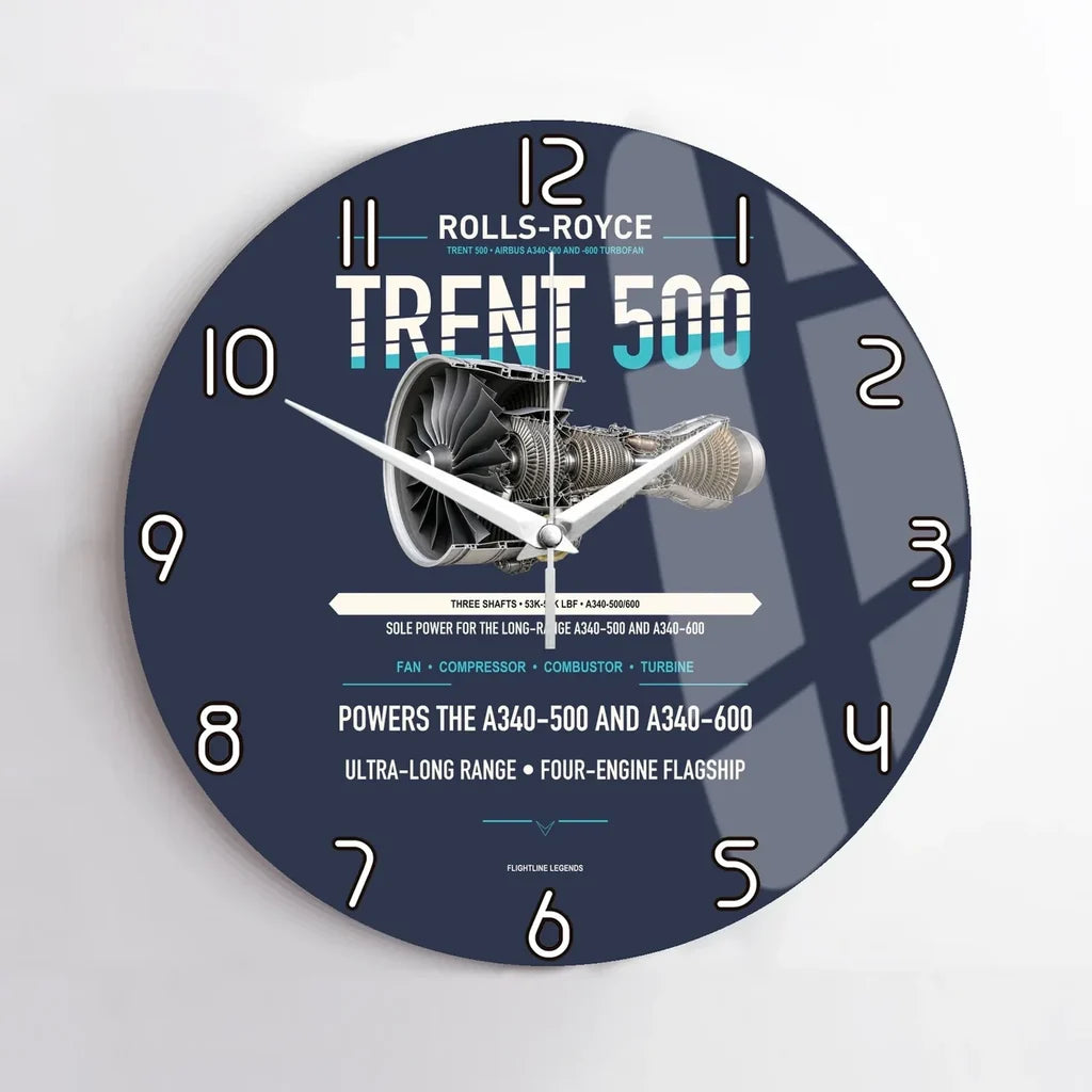 TRENT 500 design on navy blue no frame wall clock