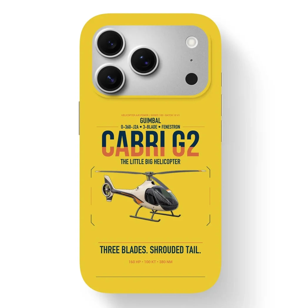 Guimbal Cabri G2 design on yellow magsafe iphone case, for iPhone 17 Pro