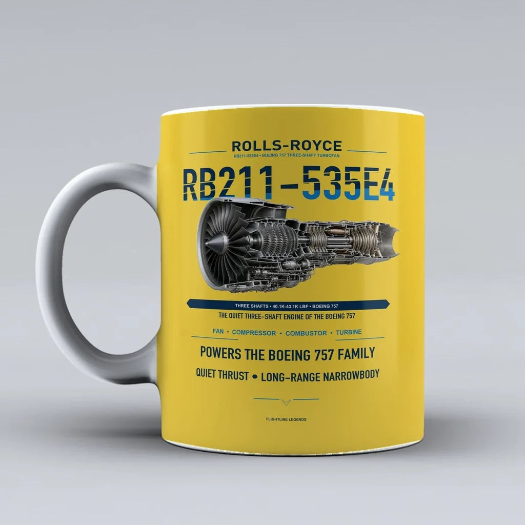 Mug design on yellow rb211 535e4