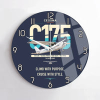 Thumbnail for Cessna 175 Skylark design on navy blue no frame wall clock