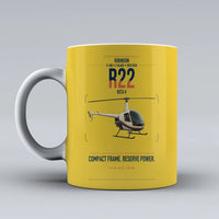 Thumbnail for Robinson R22 Beta II design on yellow ceramic mug, double-side print