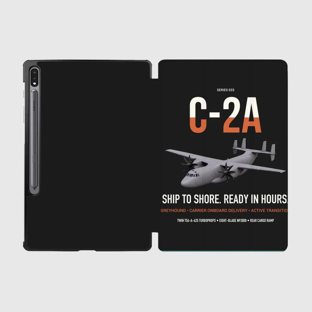C-2A Greyhound design on black samsung tablet tablet case