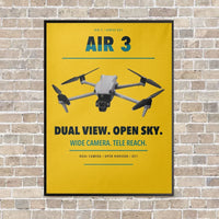 Thumbnail for DJI Air 3 vertical canvas print - framed - yellow background