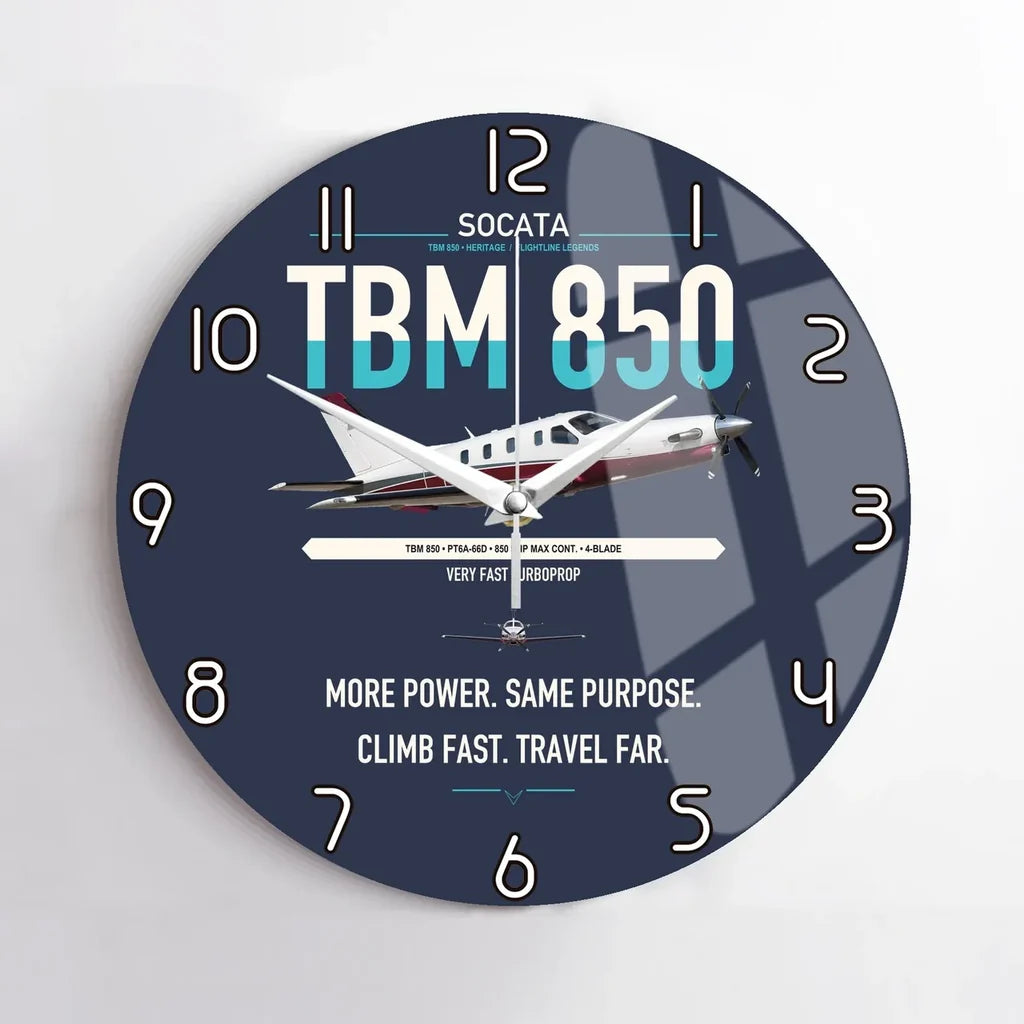 Socata TBM 850 design on navy blue no frame wall clock