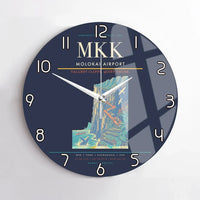Thumbnail for Molokai Airport (MKK) design on navy blue no frame wall clock