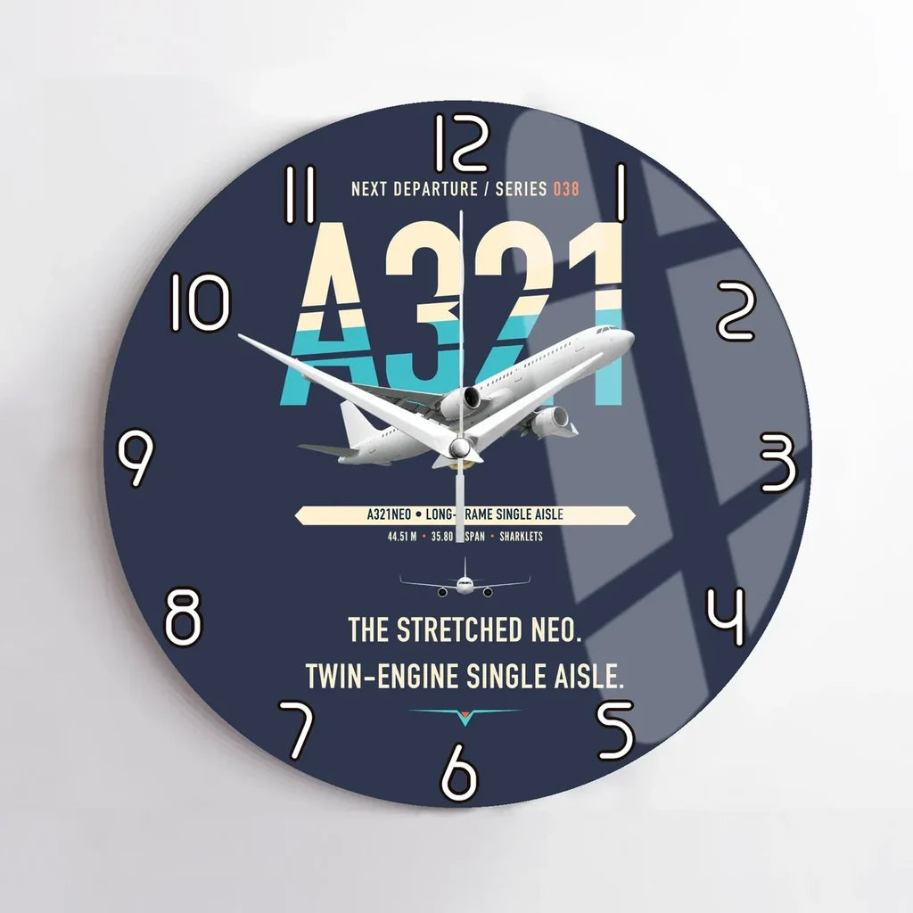 Airbus A321neo design on navy blue no frame wall clock