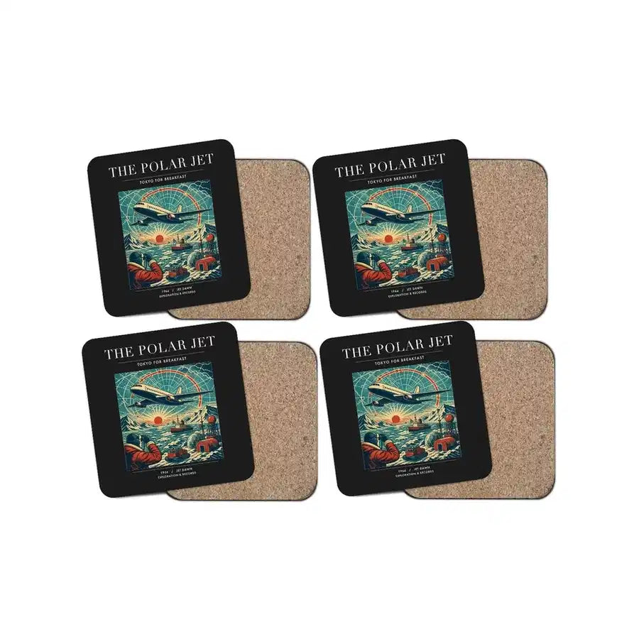 The Polar Jet - Designed Coasters design on black 4-pieces-set