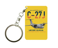 Thumbnail for C-27J Spartan design on yellow designed key chain, double-side print