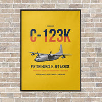 Thumbnail for C-123K Provider vertical canvas print - framed - yellow background