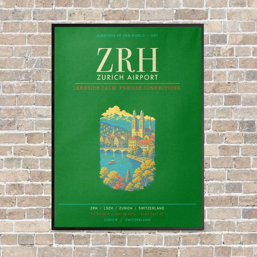 Zurich Airport ZRH - Canvas Framed - Green