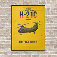 Thumbnail for Piasecki H-21C Shawnee vertical canvas print - framed - yellow background
