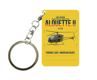 Thumbnail for Sud Aviation SE 3130 Alouette II design on yellow designed key chain, double-side print