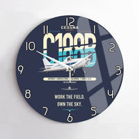 Thumbnail for Cessna A188B AgTruck design on navy blue no frame wall clock