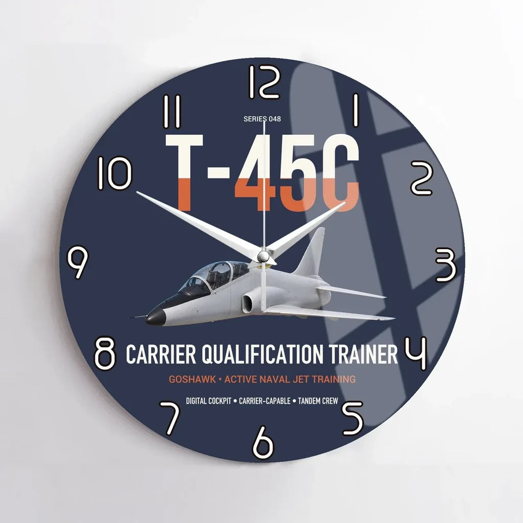 T-45C Goshawk design on navy blue no frame wall clock
