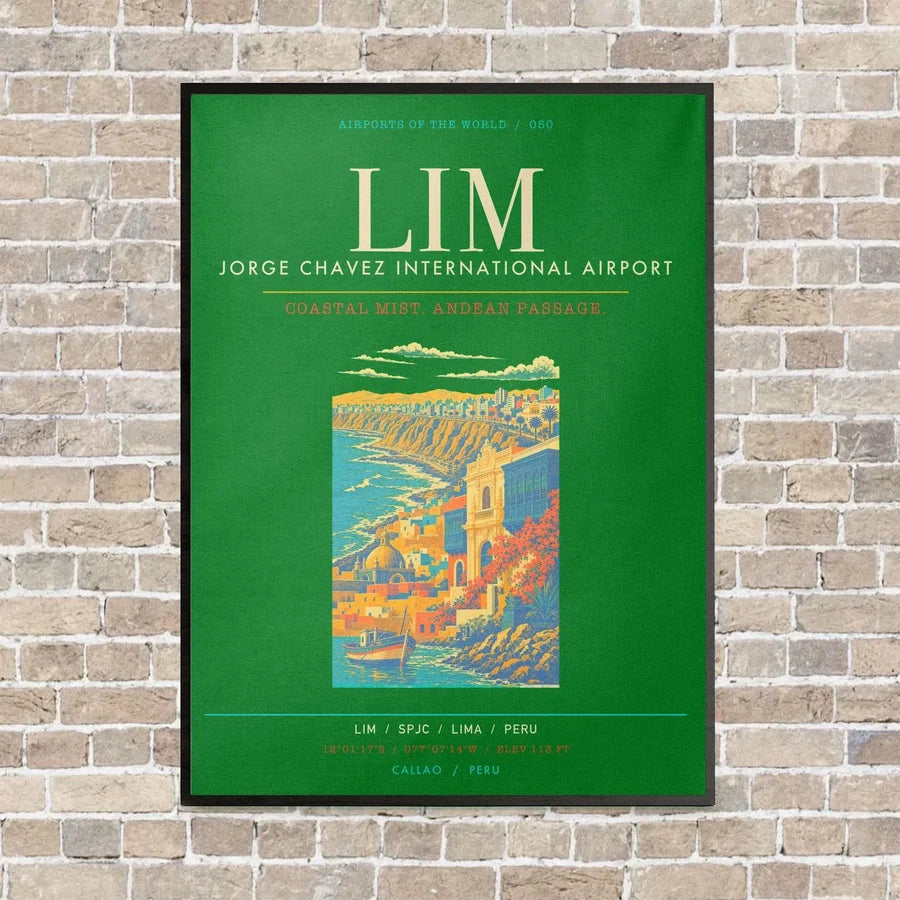 Lima Jorge Chavez International Airport LIM - Canvas Framed - Green