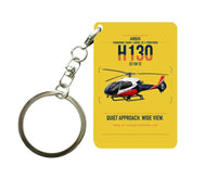 Thumbnail for Airbus H130 design on yellow designed key chain, double-side print