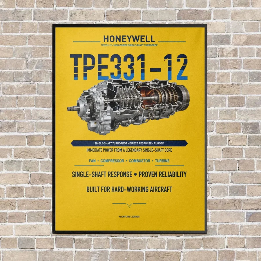 TPE331-12 vertical canvas print - framed - yellow background