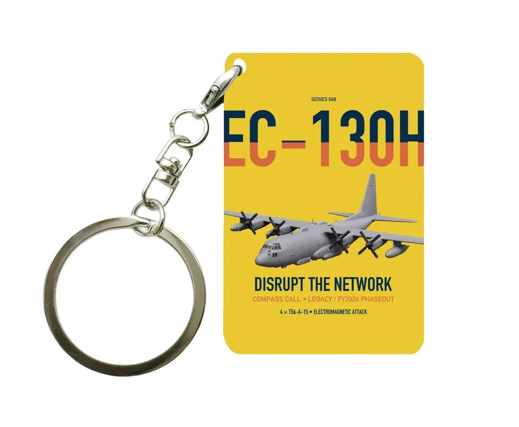 EC-130H Compass Call design on yellow designed key chain, double-side print
