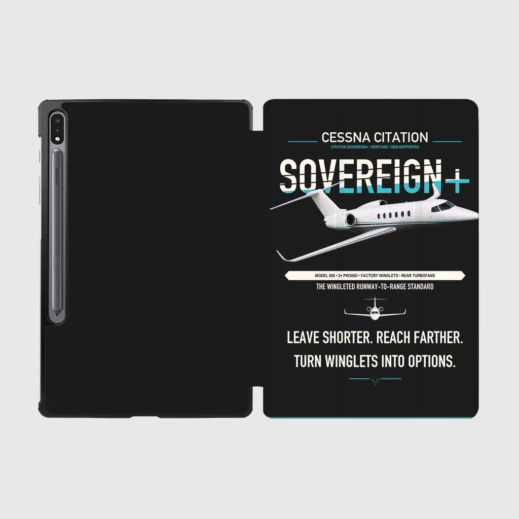 Cessna Citation Sovereign+ design on black samsung tablet tablet case
