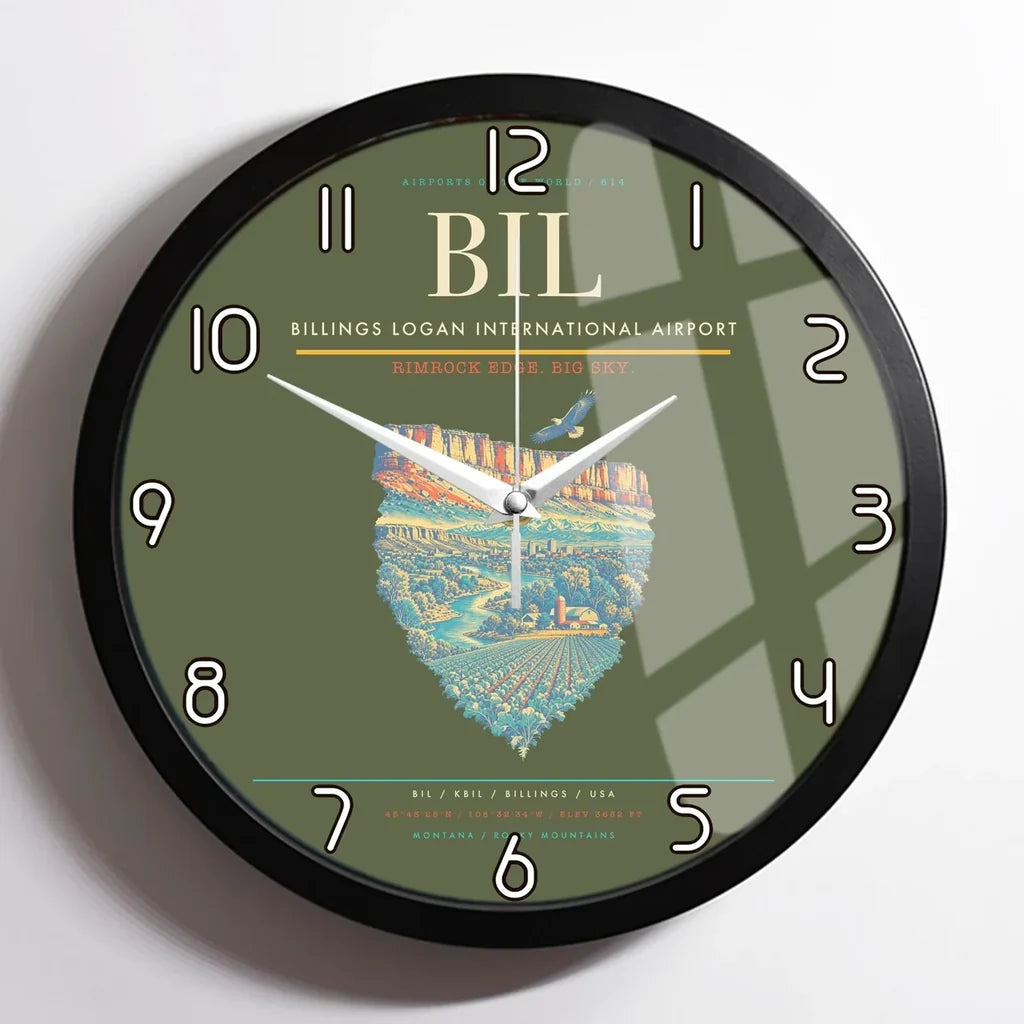 Billings Logan International Airport BIL Wall-Clock Framed - Green Army