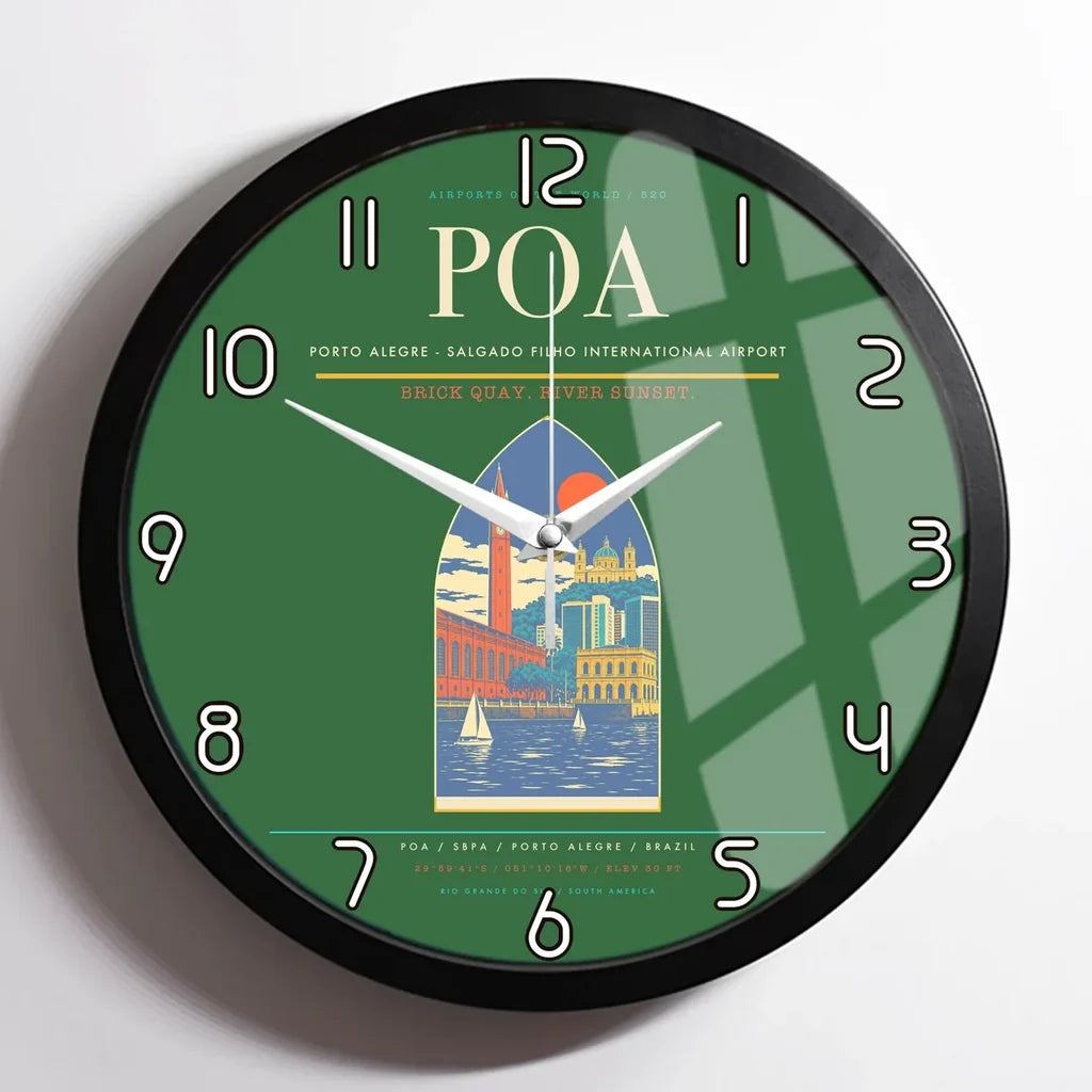 Porto Alegre - Salgado Filho International Airport POA Wall-Clock Framed - Green