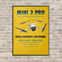 Thumbnail for DJI Mini 3 Pro vertical canvas print - framed - yellow background