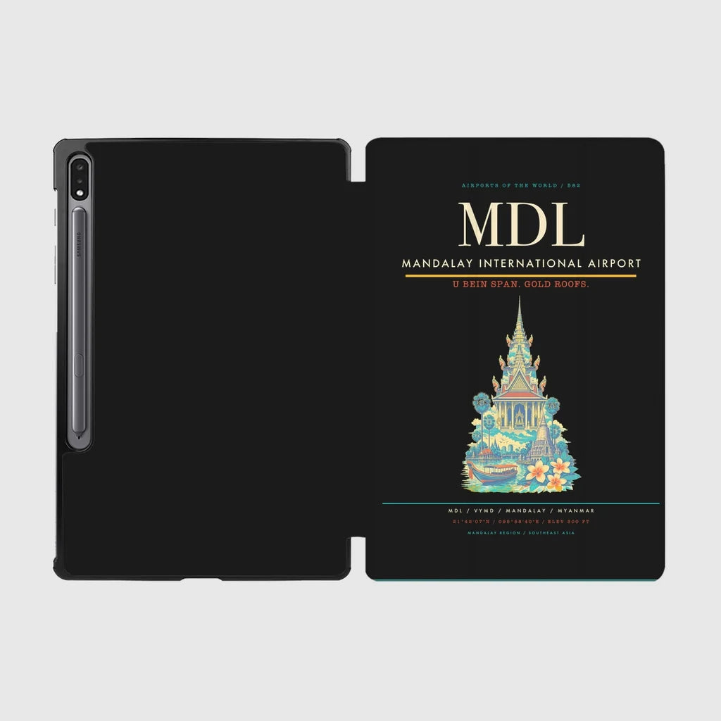 Mandalay International Airport (MDL) design on black samsung tablet tablet case