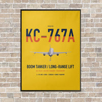 Thumbnail for Boeing KC-767A vertical canvas print - framed - yellow background