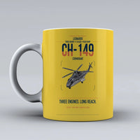 Thumbnail for Leonardo CH-149 Cormorant design on yellow ceramic mug, double-side print