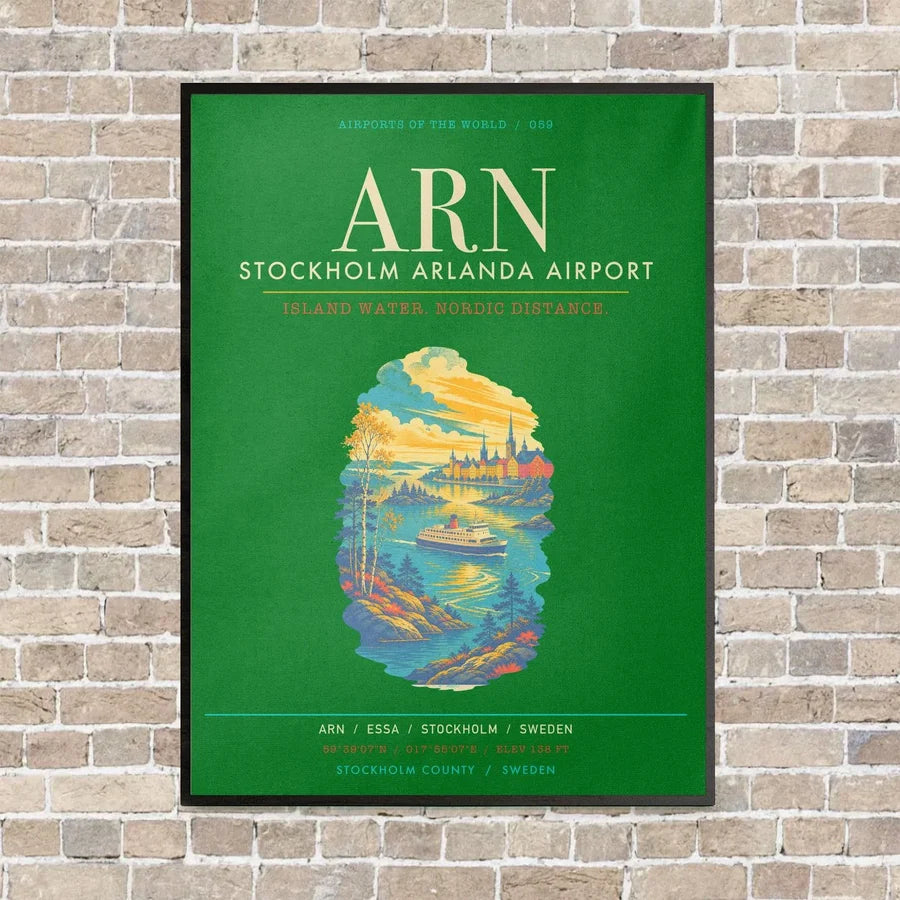 Stockholm Arlanda Airport ARN - Canvas Framed - Green