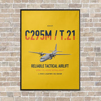Thumbnail for Airbus C295M T.21 vertical canvas print - framed - yellow background