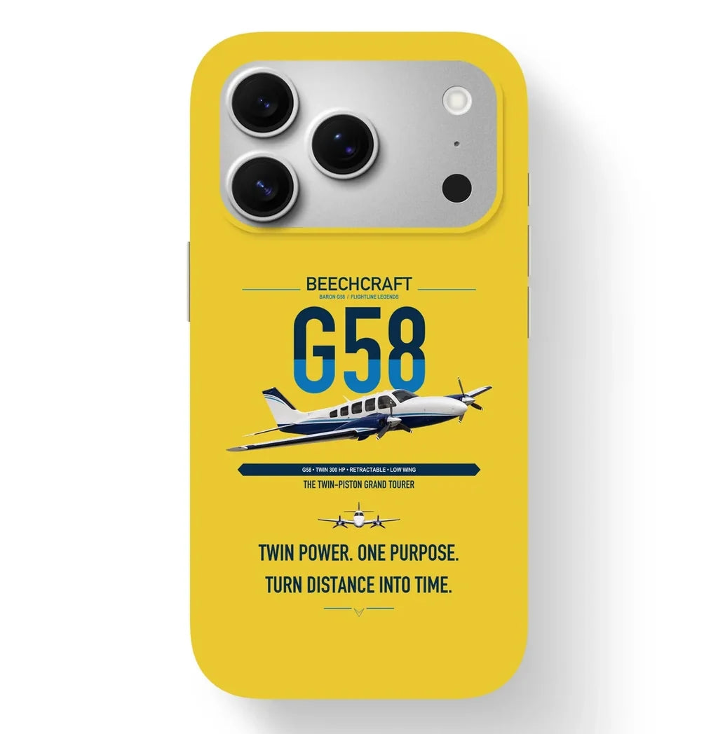 Beechcraft Baron G58 design on yellow magsafe iphone case, for iPhone 17 Pro