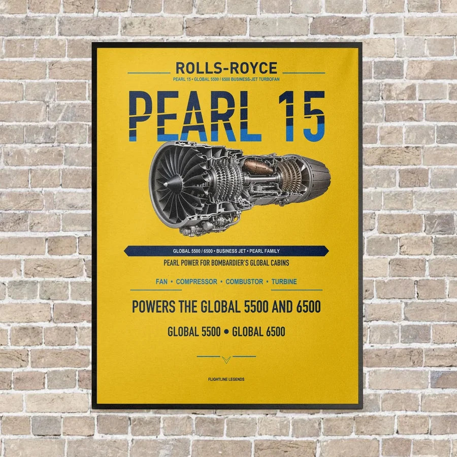PEARL 15 vertical canvas print - framed - yellow background