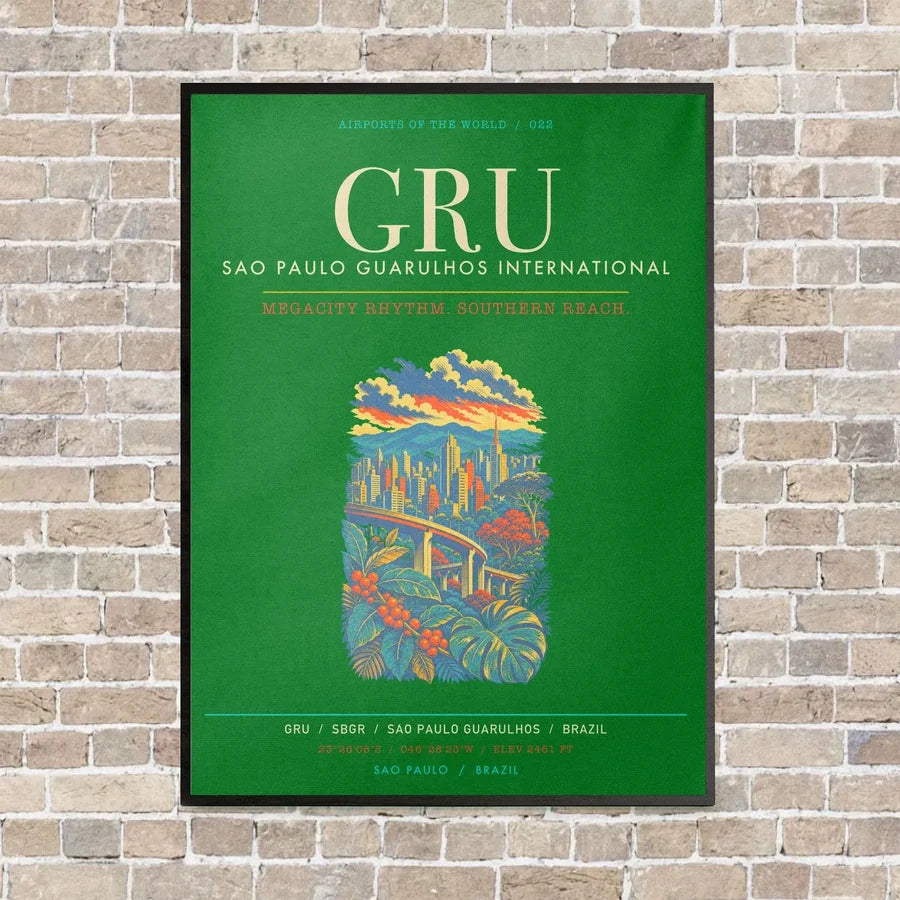 Sao Paulo Guarulhos International Airport GRU - Canvas Framed - Green