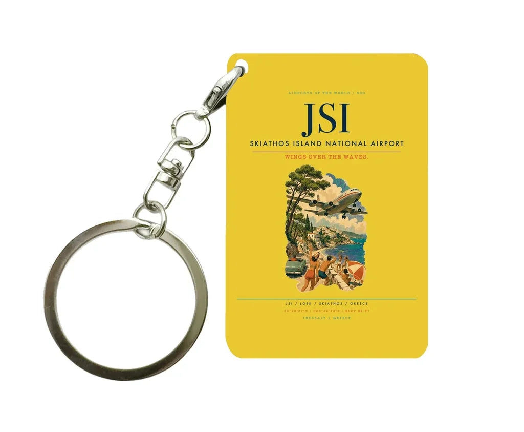 Skiathos Island National Airport (JSI) design on yellow key chain