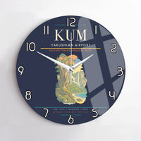 Thumbnail for Yakushima Airport (KUM) design on navy blue no frame wall clock