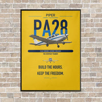 Thumbnail for Piper PA-28 Cherokee vertical canvas print - framed - yellow background