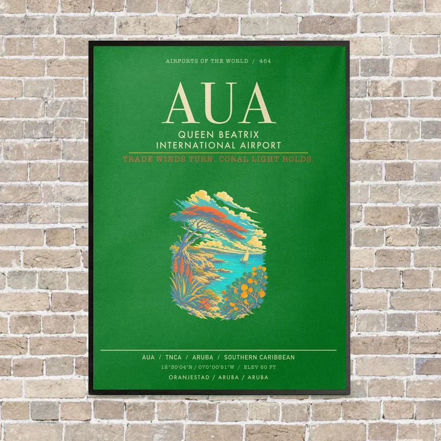 Queen Beatrix International Airport AUA - Canvas Framed - Green